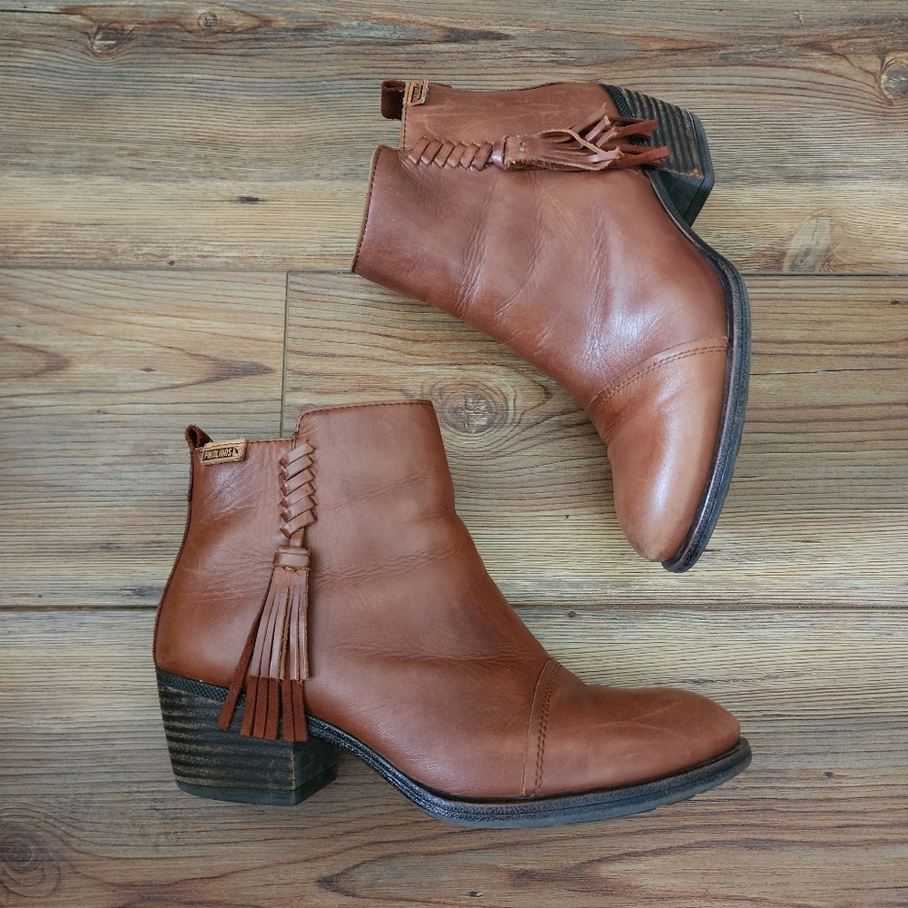 Pikolinos Baqueira Western Ankle Cowboy Boots Womens 38 7.5 - 8 Brown